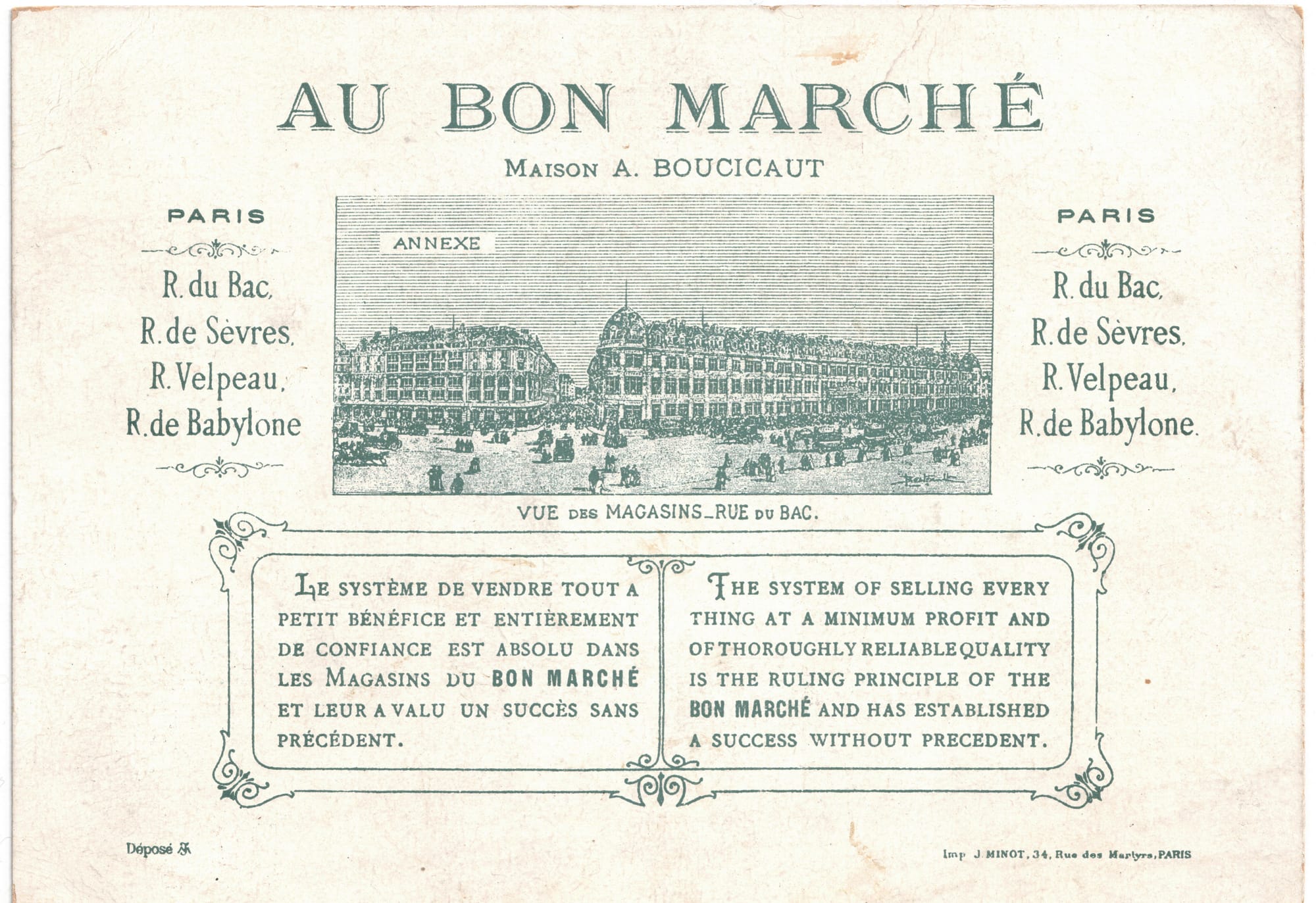 Le Bon Marché: Belle aux cheveux d'or Series 1 verso