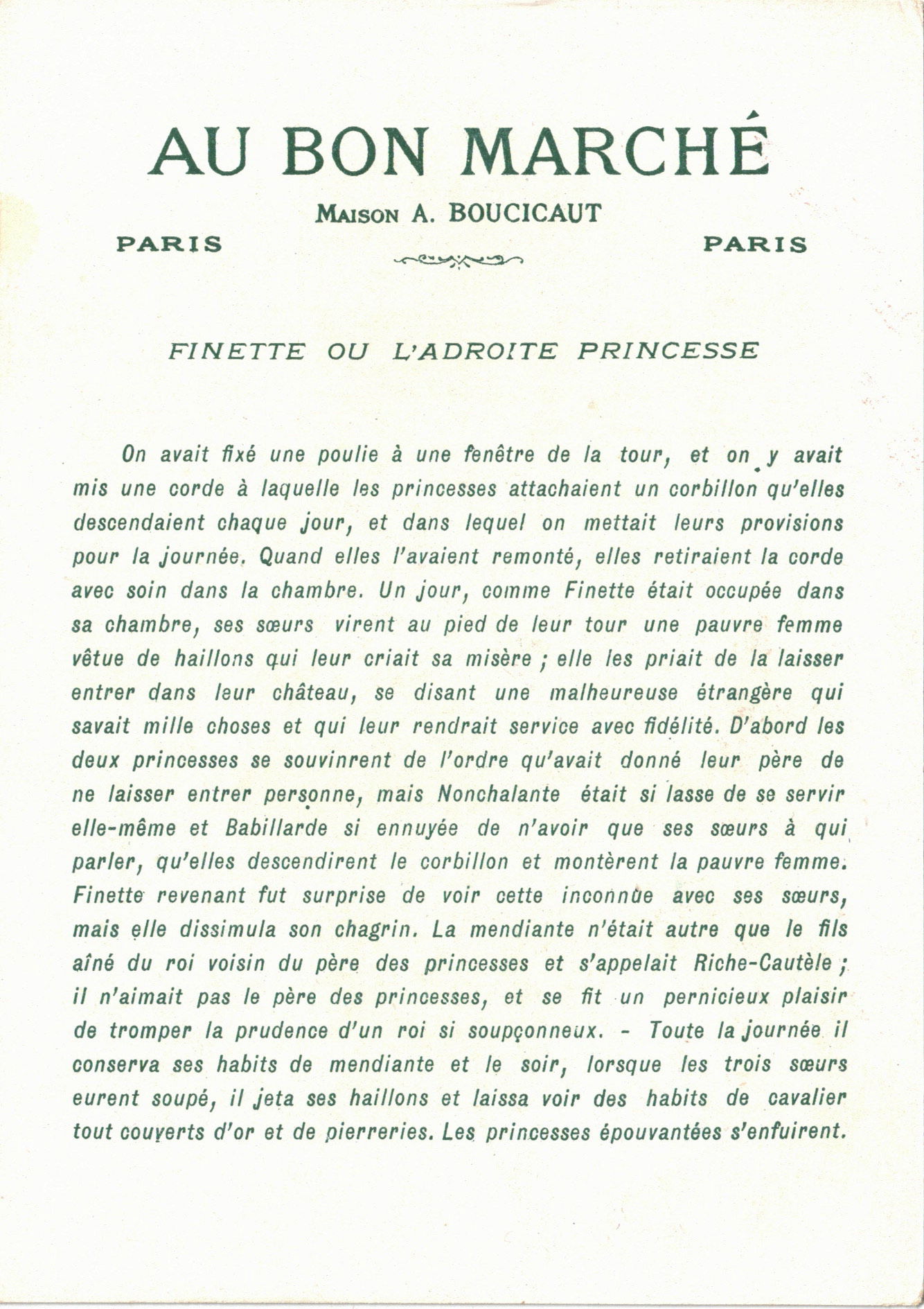 Le Bon Marché: Finette 2 (text)
