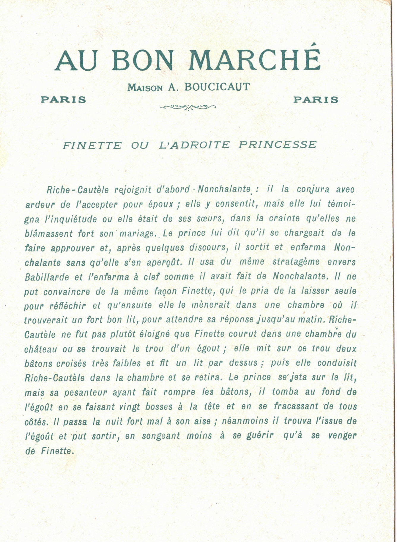 Le Bon Marché: Finette 3 (text)