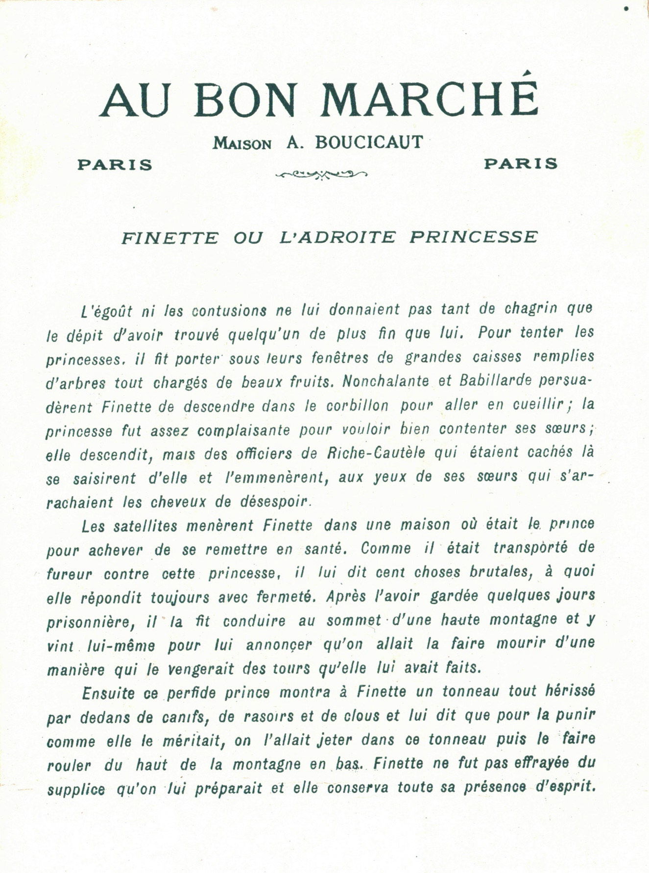 Le Bon Marché: Finette 4 (text)