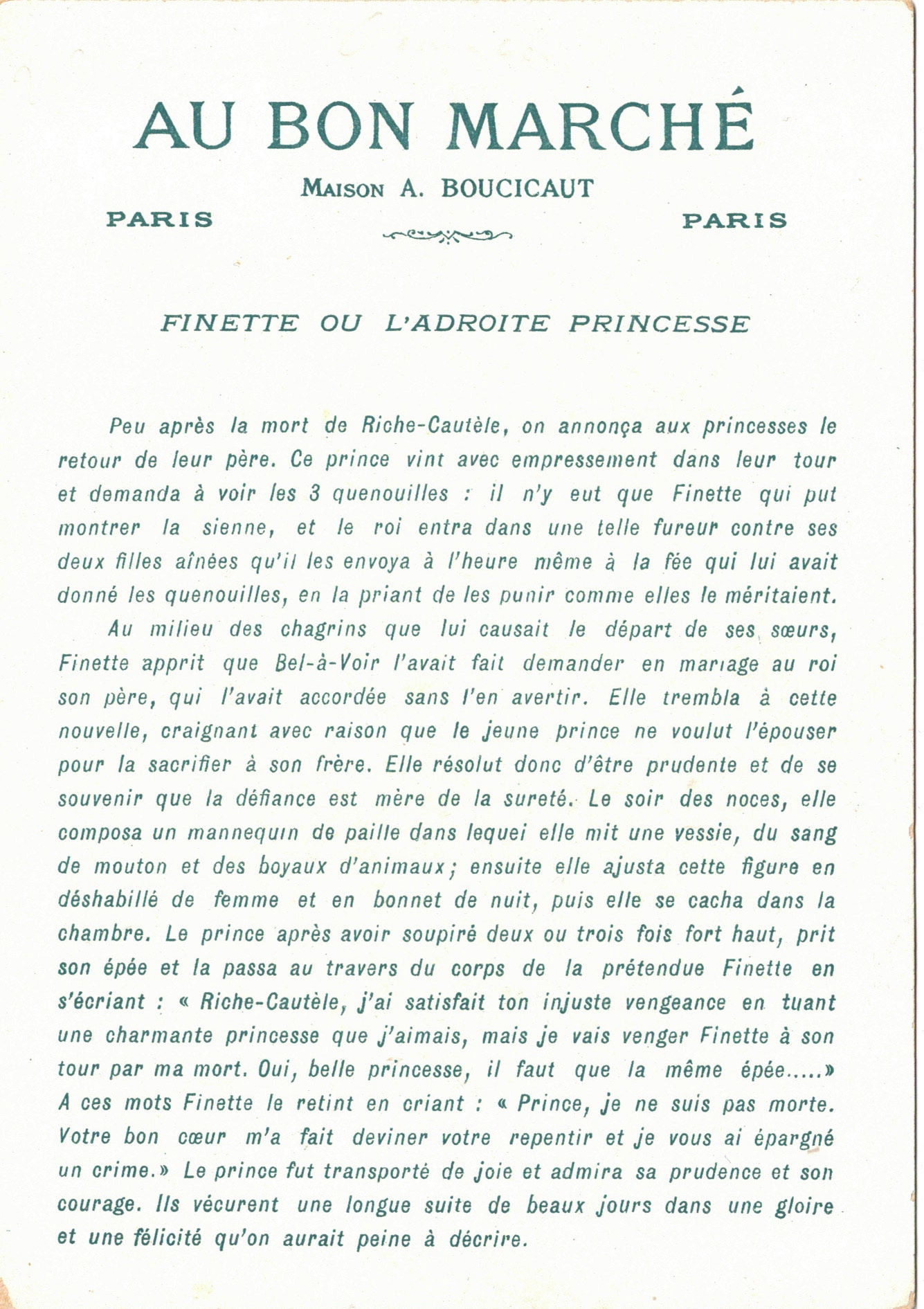 Le Bon Marché: Finette 6 (text)