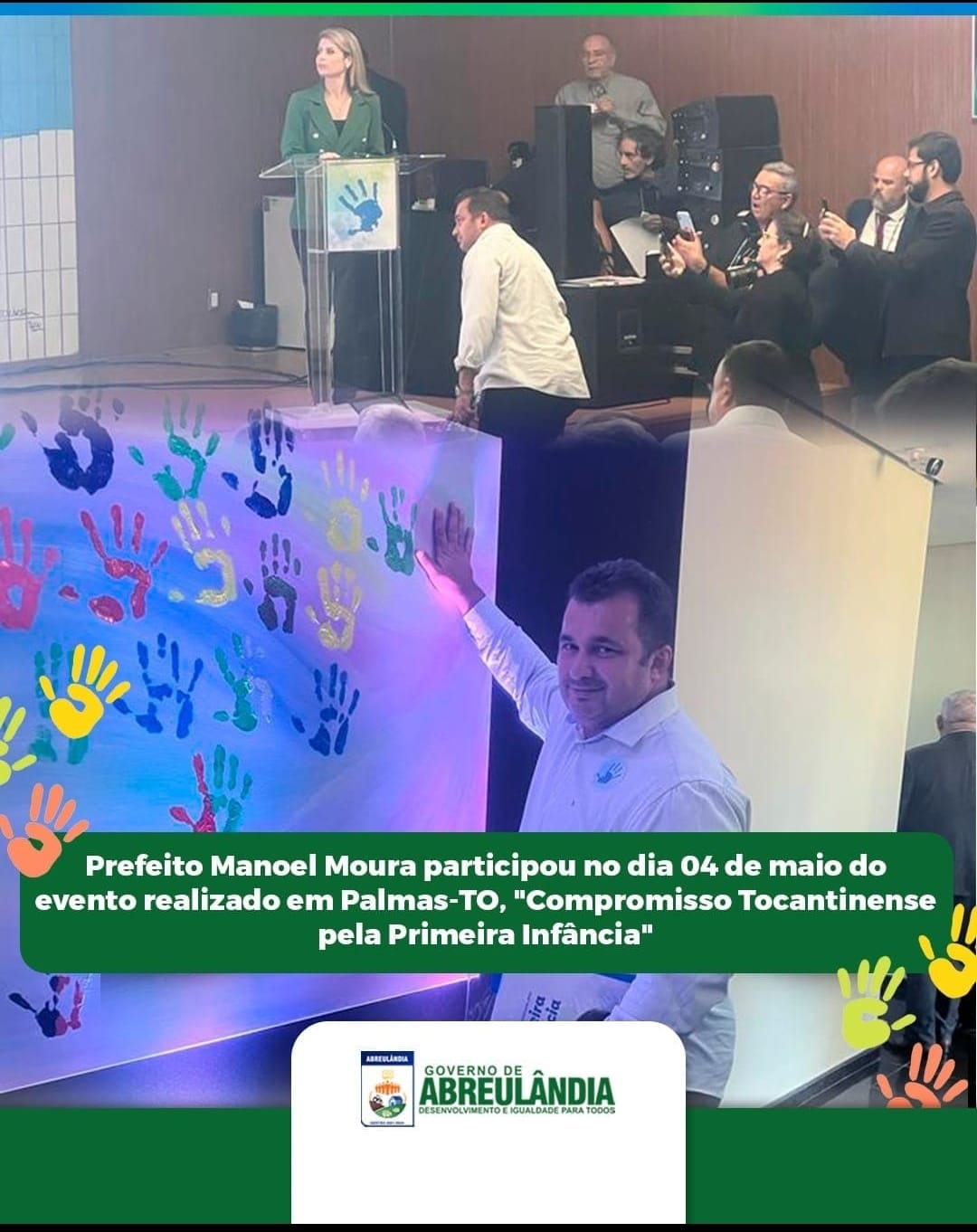 Prefeito Manoel Moura participa de evento sobre primeira infância em Palmas