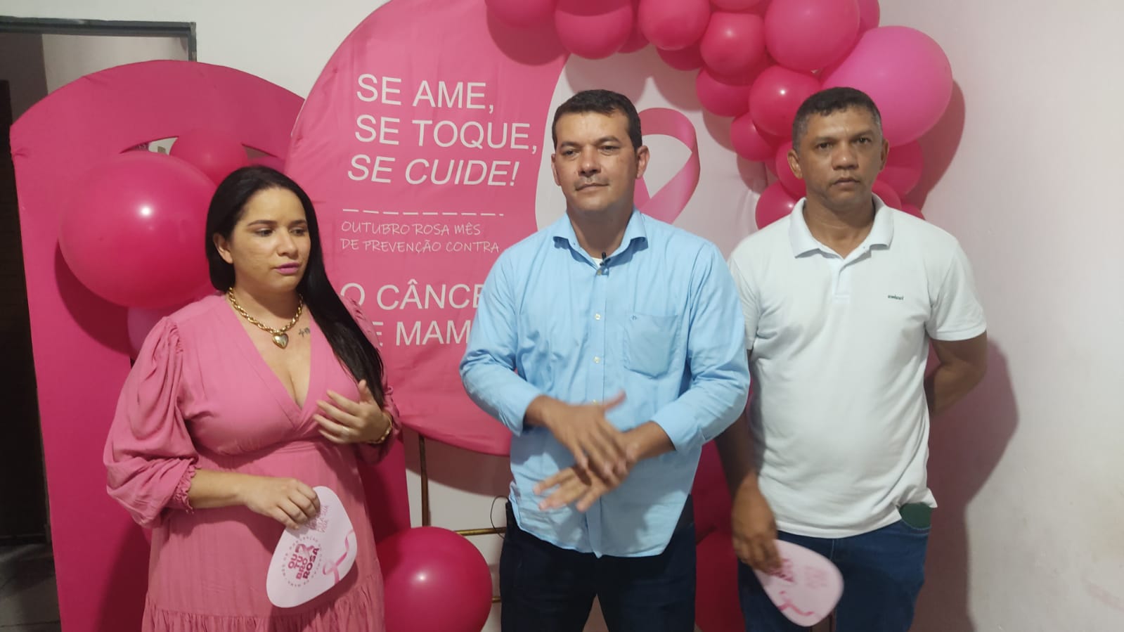 Presidente do Legislativo de Marianópolis Erivan do Prata e secretário de Meio Ambiente Nenzão, marcam presença no Outubro Rosa