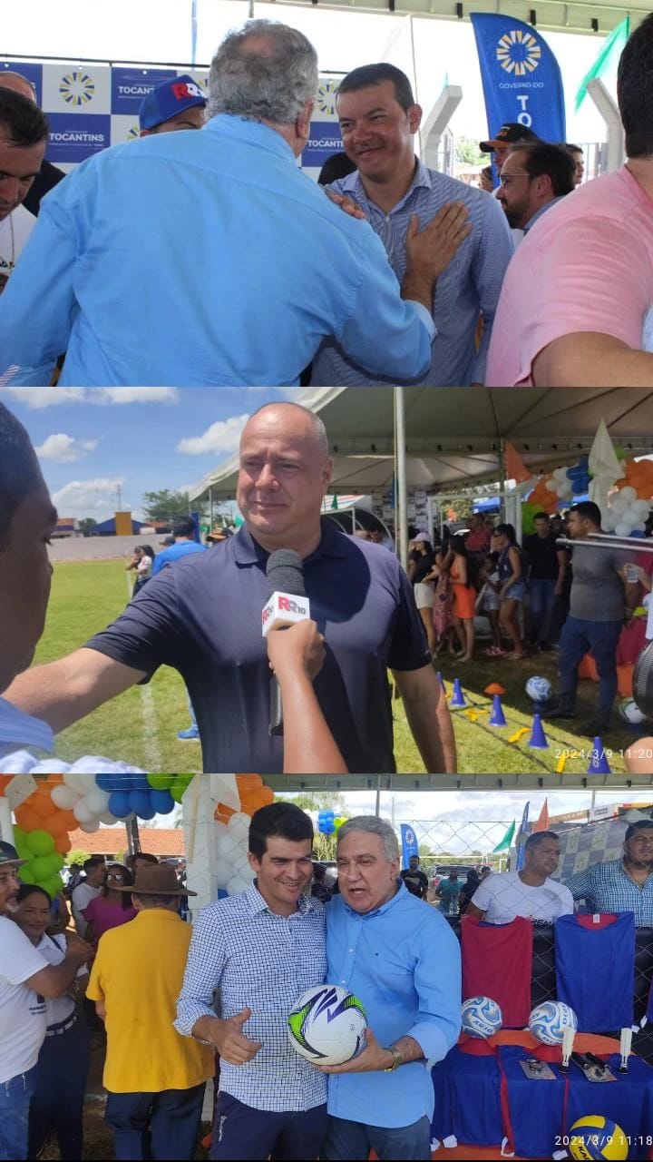 Piagem, Geciran e Flavão estiveram na reinauguração do Estádio Mariano Pereira em Abreulândia