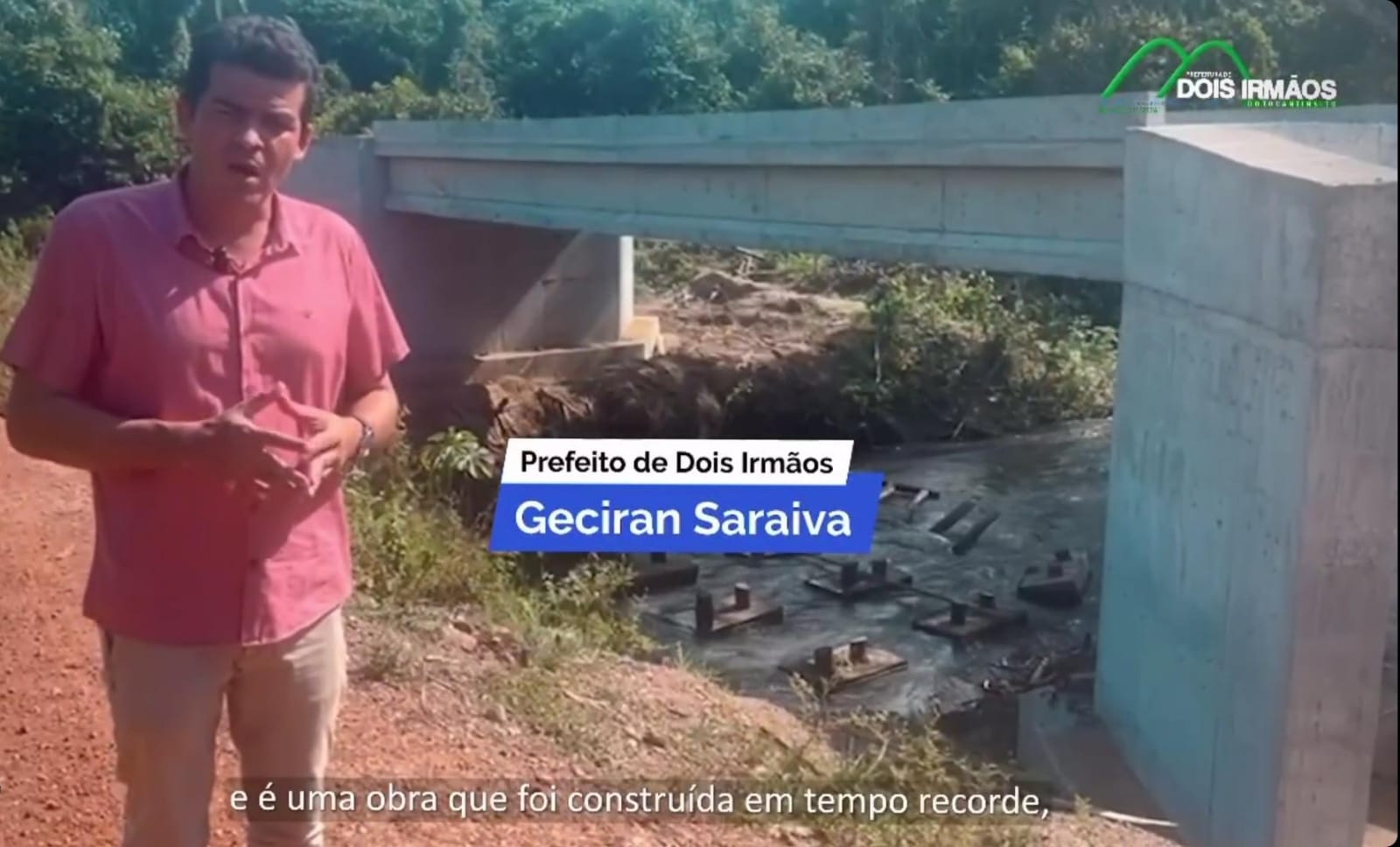 Irmão Geciran visita construção de ponte de concreto sobre o rio Surubim em Dois Irmãos