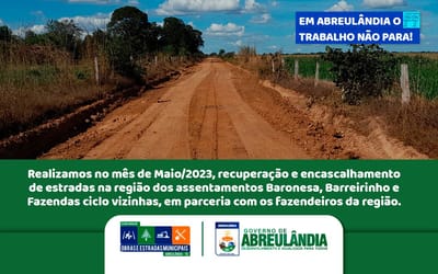Prefeitura de Abreulândia recupera estradas em parceria com fazendeiros locais
