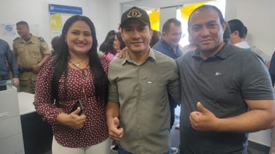 Presidentes da Câmara de Divinópolis do Tocantins Professor Ozias de Abreulândia Diasis participam da reinauguração do Banco do Brasil