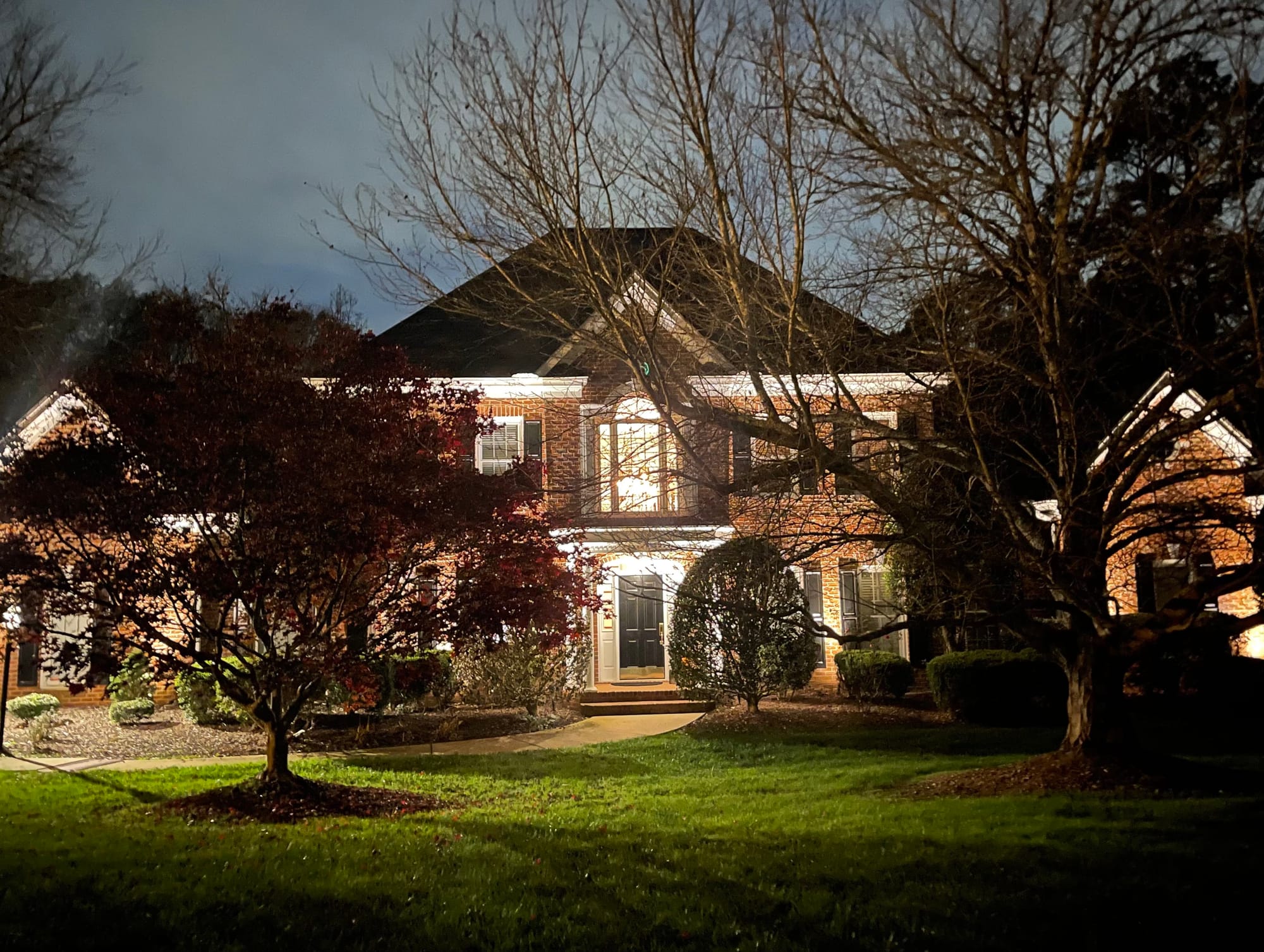 Landscape lighting on red brick