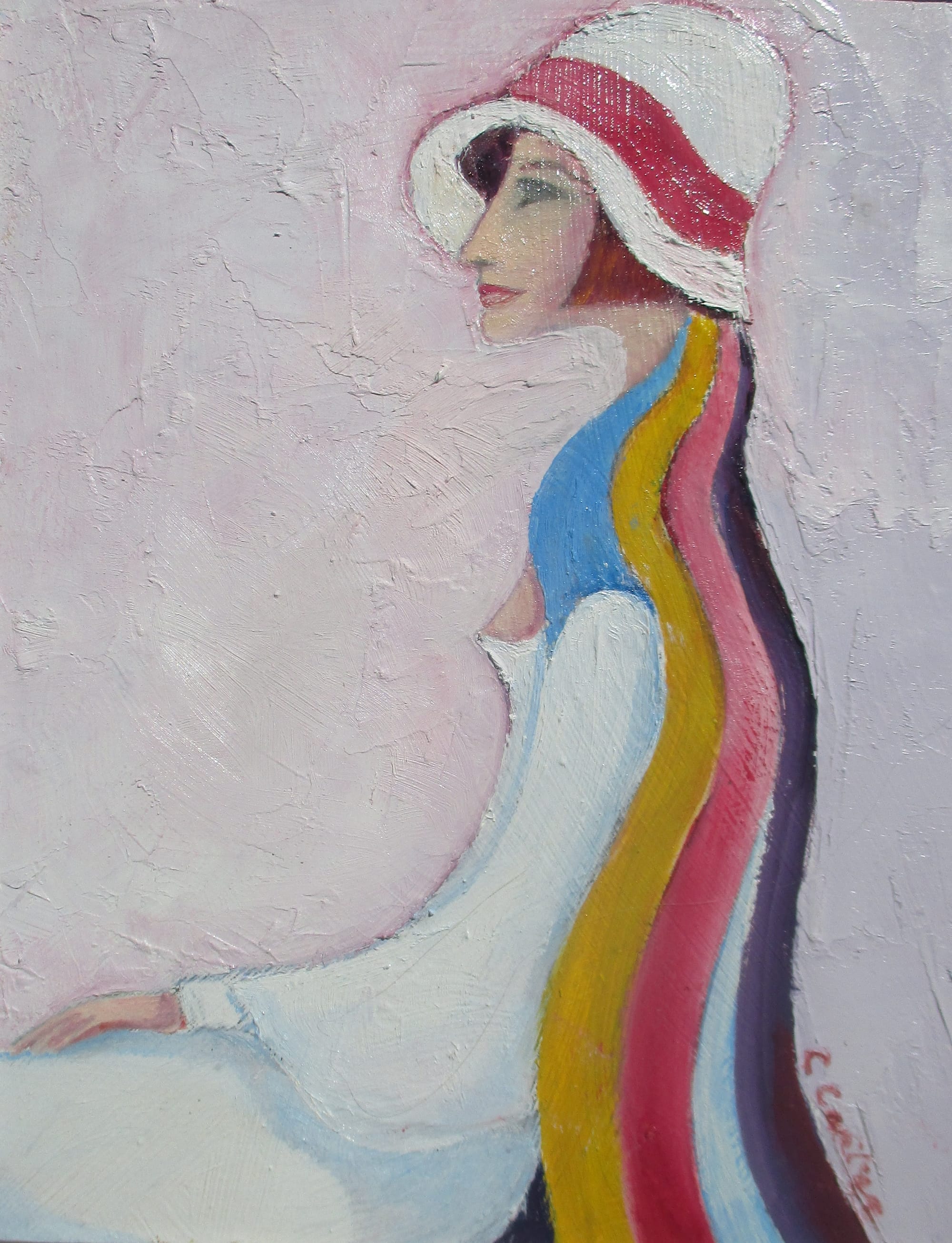 "Seated Lady with Flowing Scarves"