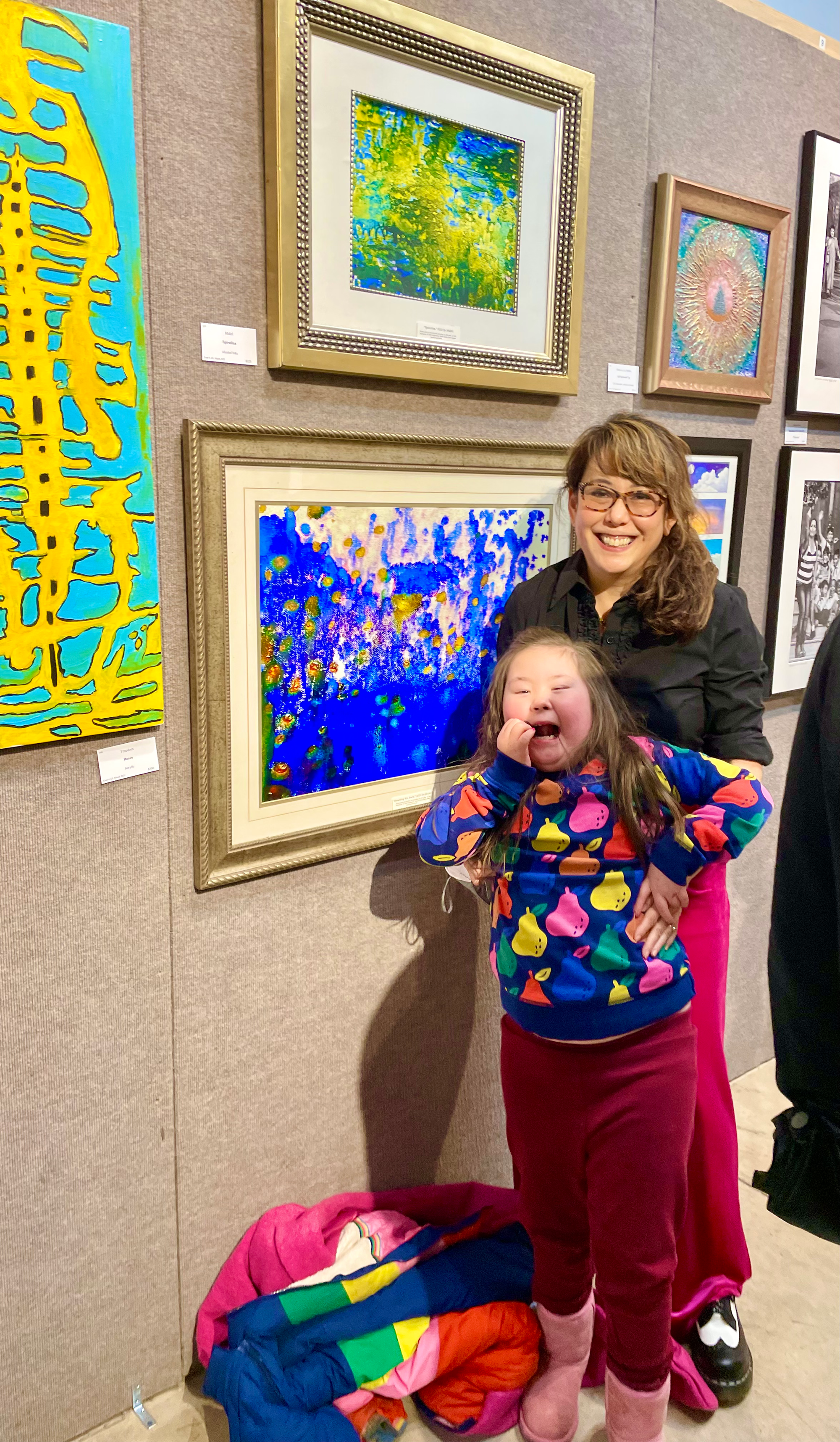 Mukti and mom at New Zone Art Gallery Show, 2023