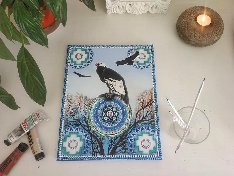 Mandala s kondorem a andskými kříži
