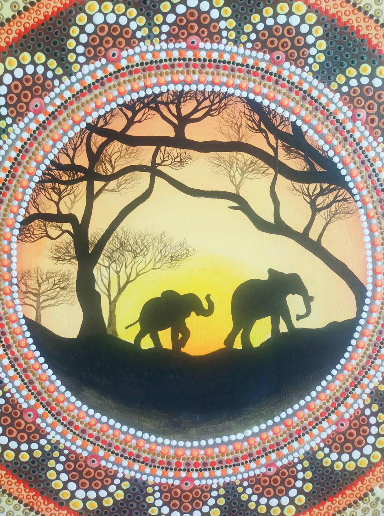 Detail obrazu ,, Mandala se slony'