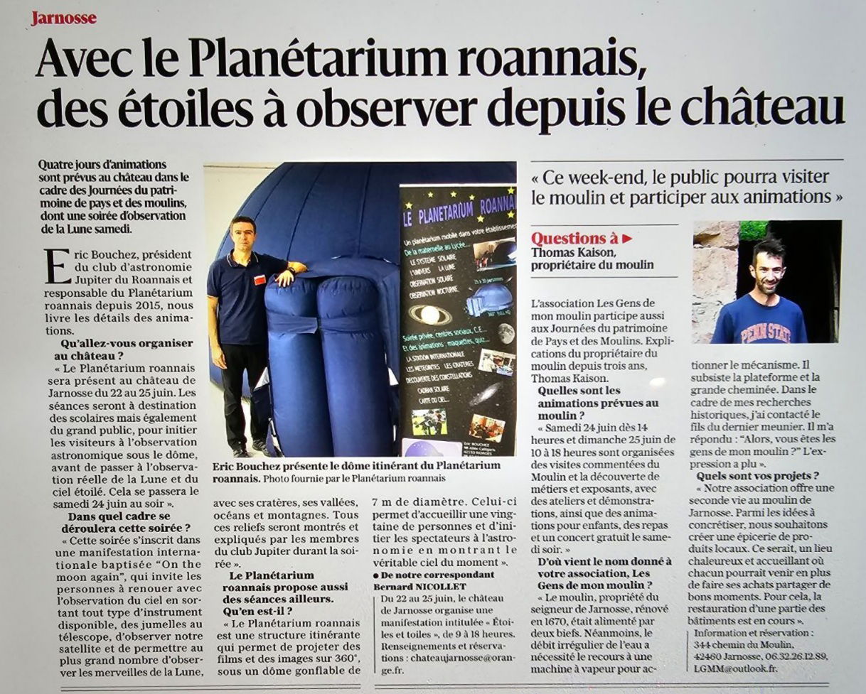 LE PLANETARIUM ROANNAIS AU CHATEAU DE JARNOSSE - juin 2023