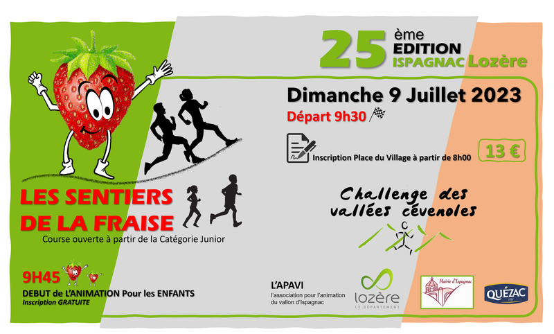 3ème EPREUVE DU CHALLENGE 2023 - Les 25èmes Sentiers de la Fraise à Ispagnac