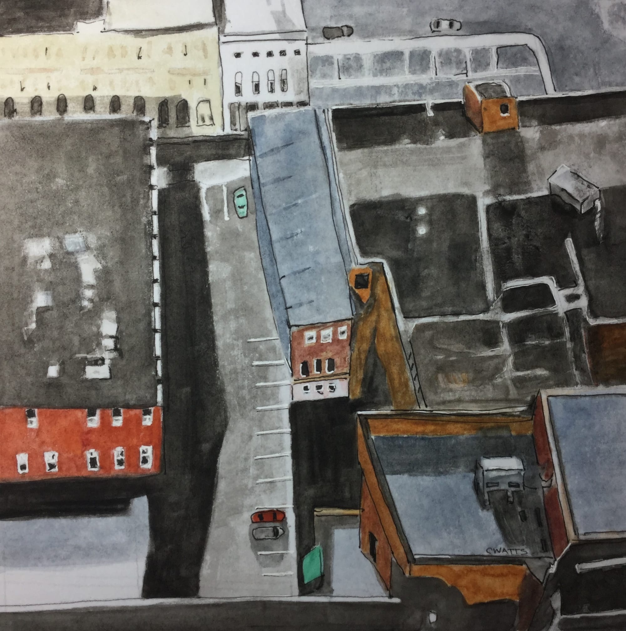 Downtown Staunton AERIAL Sketch #2