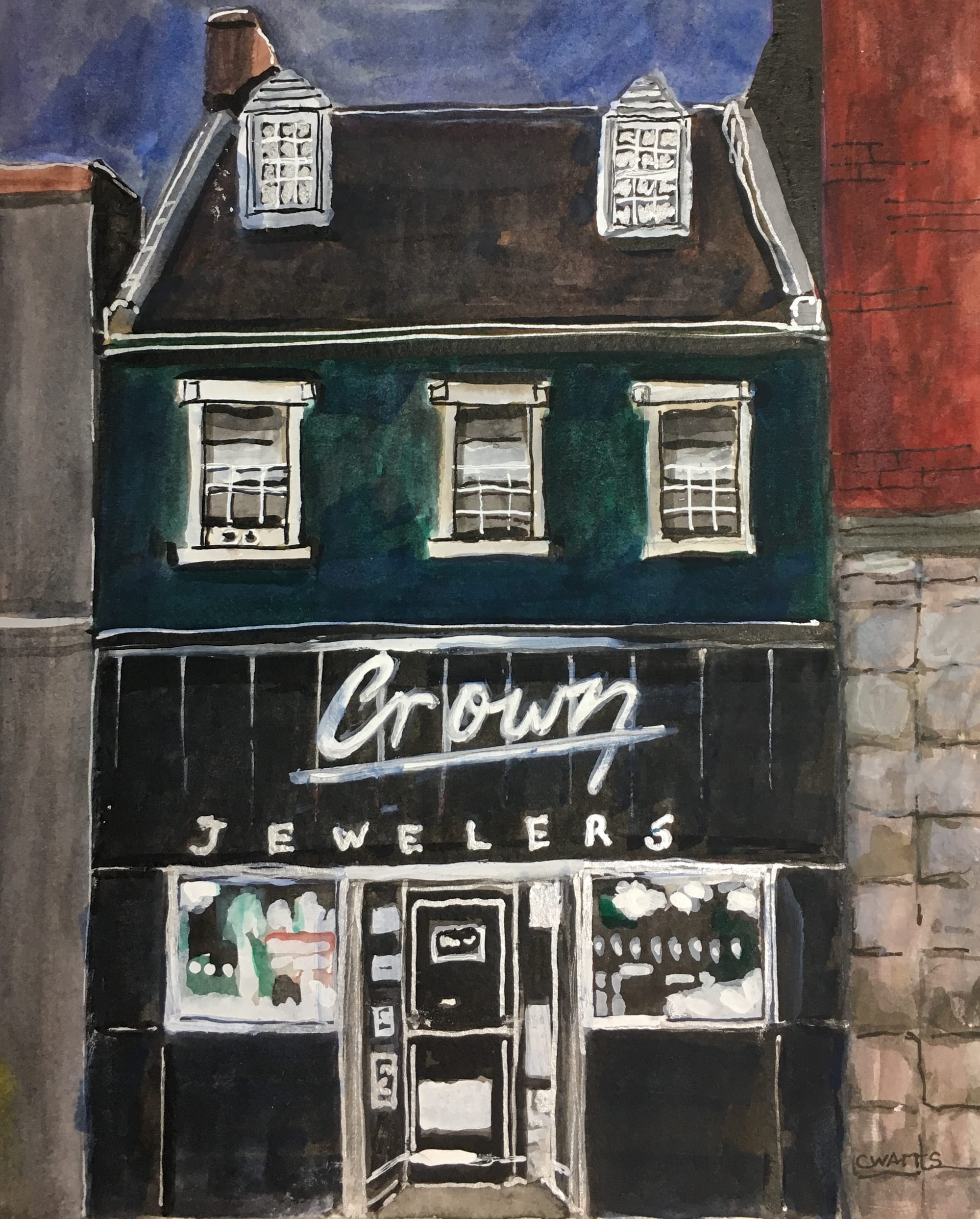 Crown Jewelers, Staunton, VA - Nocturne sketch