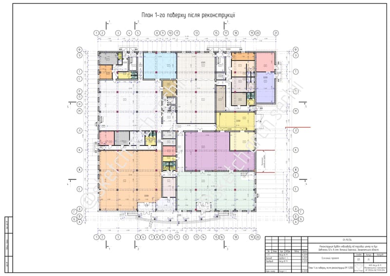 Sketch project (drafts) after the reconstruction of the building of the bread factory for a shopping center with a total area of 5282.92 m² / Ескізний проєкт після реконструкції будівлі хлібозаводу на торговий центр загальною площею 5282,92  m².
