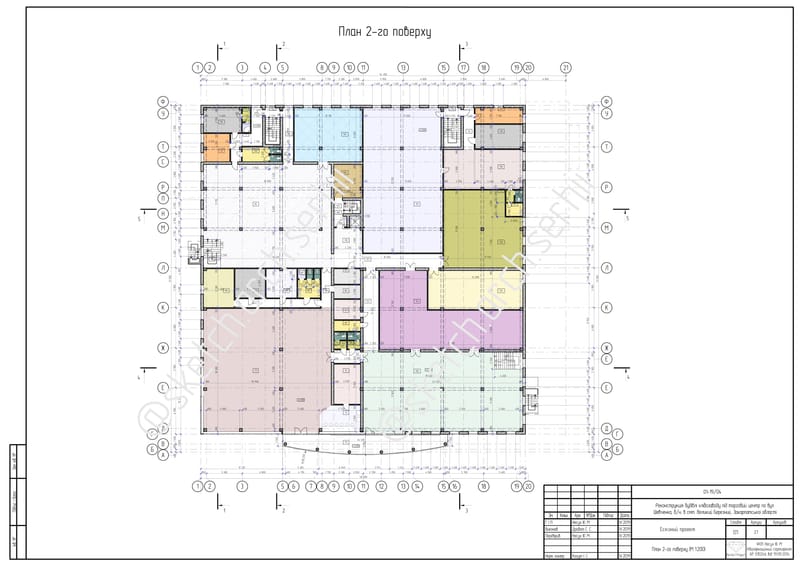 Sketch project (drafts) after the reconstruction of the building of the bread factory for a shopping center with a total area of 5282.92 m² / Ескізний проєкт після реконструкції будівлі хлібозаводу на торговий центр загальною площею 5282,92  m².