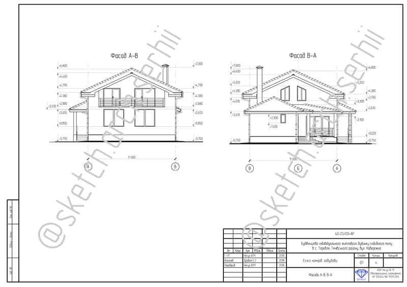 An individual manor house with a total area of 218.4 square meters. /  Індивідуальний житловий будинок садибного типу загальною площею 218,4 m².
