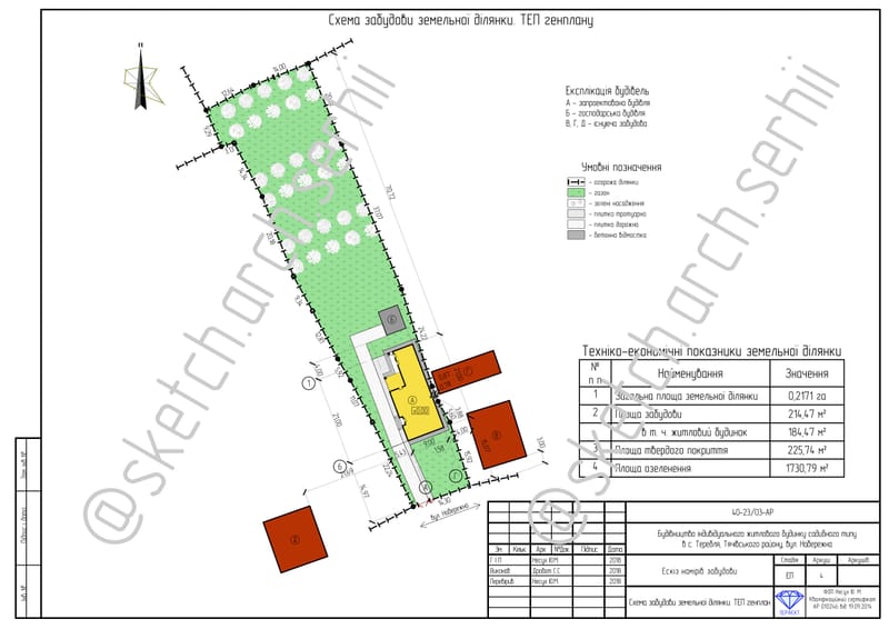 An individual manor house with a total area of 218.4 square meters. /  Індивідуальний житловий будинок садибного типу загальною площею 218,4 m².