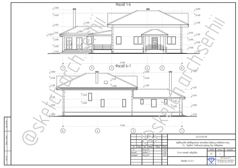 An individual manor house with a total area of 218.4 square meters. /  Індивідуальний житловий будинок садибного типу загальною площею 218,4 m².