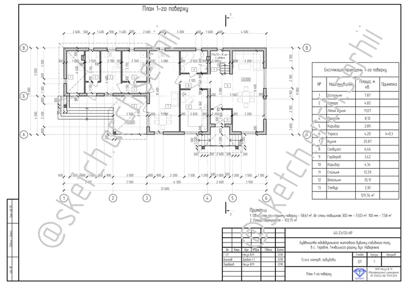 An individual manor house with a total area of 218.4 square meters. /  Індивідуальний житловий будинок садибного типу загальною площею 218,4 m².