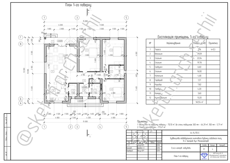 An individual manor house with a total area of 140.54 m² | Індивідуальний житловий будинок садибного типу загальною площею 140,54 м²