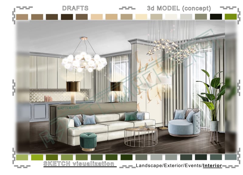 Living room & Kitchen #1 | Вітальня & кухня #1