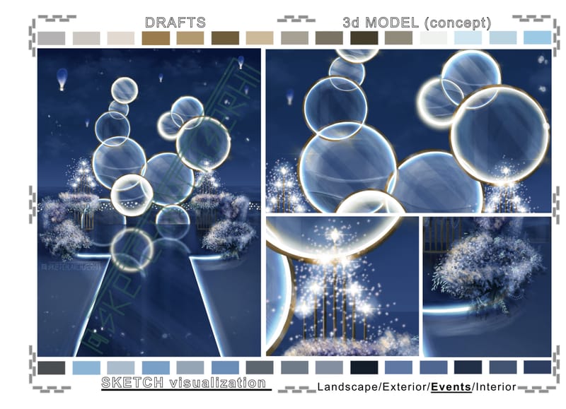 Event sketch by the sea. Night. Wedding. #2