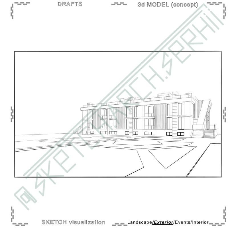 Landscape. An apartment building with a plot of land.