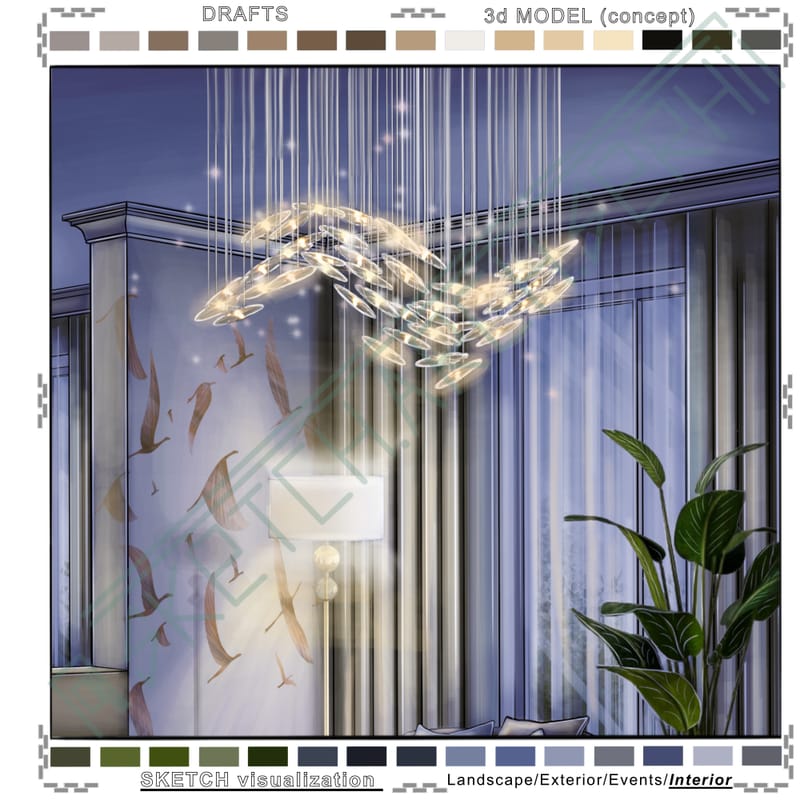 Living room & Kitchen #1. Night. | Вітальня & кухня #1. Нічний ракурс