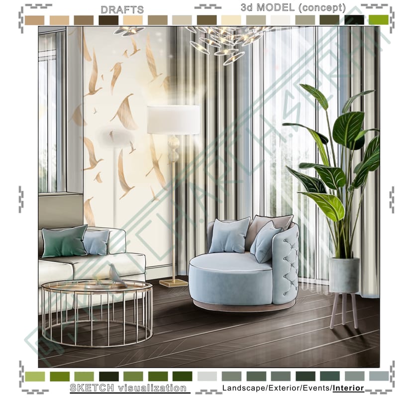 Living room & Kitchen #1 | Вітальня & кухня #1