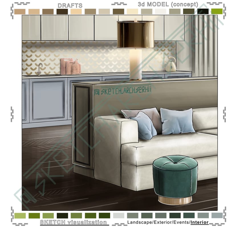 Living room & Kitchen #1 | Вітальня & кухня #1