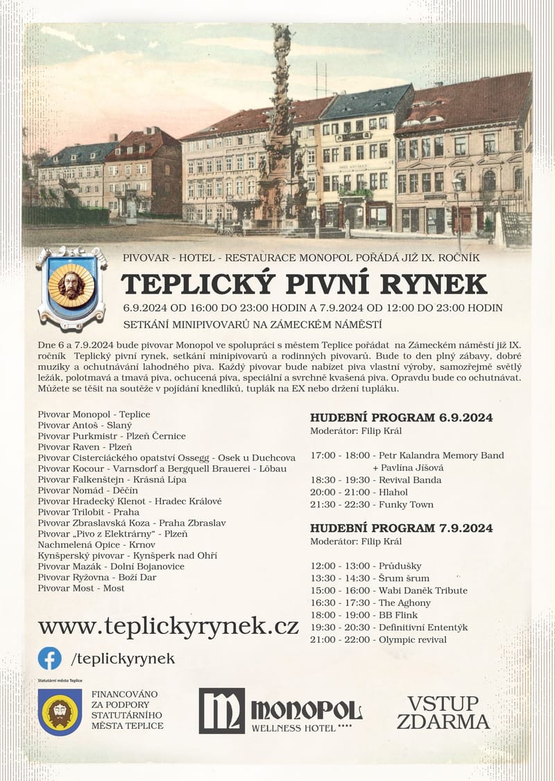 teplický pivní rynek - wabi daněk tribute + filip benešovský, the agony, pavlína jíšová, petr kalandra memory band a další