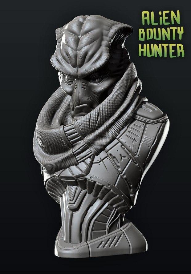 Alien bounty hunter bust - LTA Impresiones 3d
