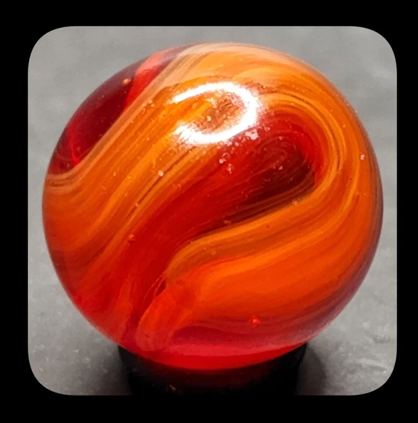 $25 19/32"+ Christensen Agate "Jenny" Red CAC Swirl Mint Minus