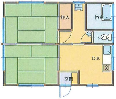 上木貸家２号室　2DK  39.74㎡　賃料37500円　敷金１礼金１ 最寄駅JR東北本線「蓮田」駅バス10分徒歩3分  駐車場3000円