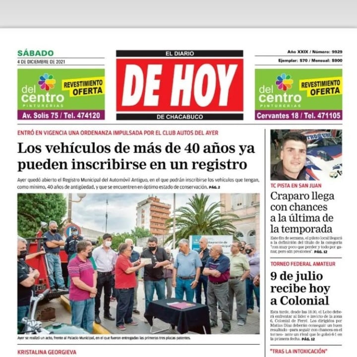 Nota: Tapa 'Diario De Hoy'