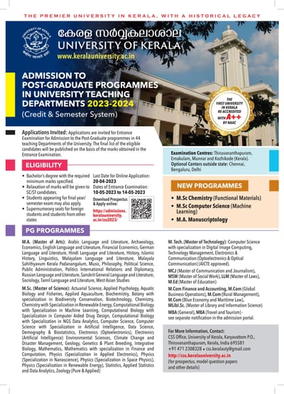 Admission to post-graduate programmes 2023