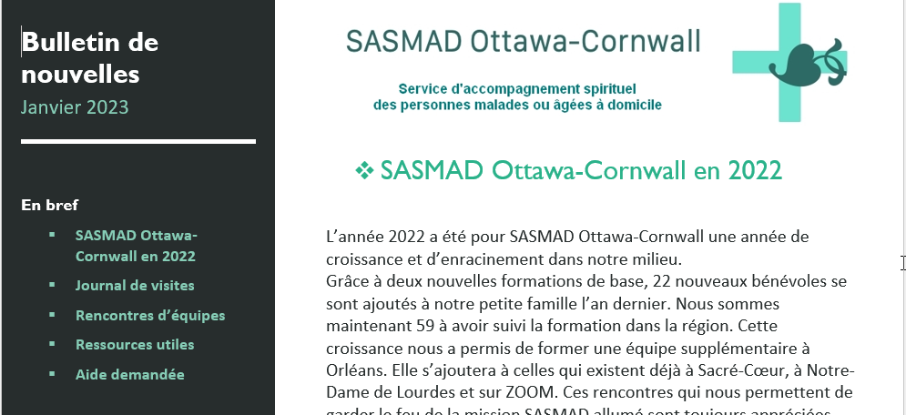 Bulletin SASMAD Ottawa-Cornwall - janvier 2023