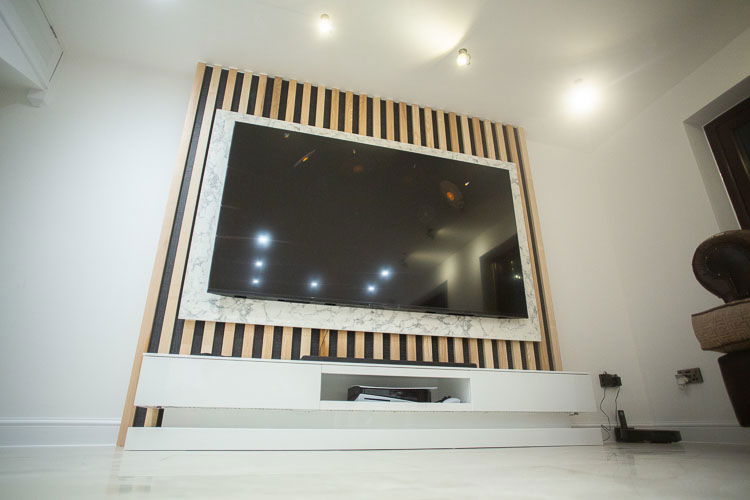 Media wall designed and installed Bespoke 