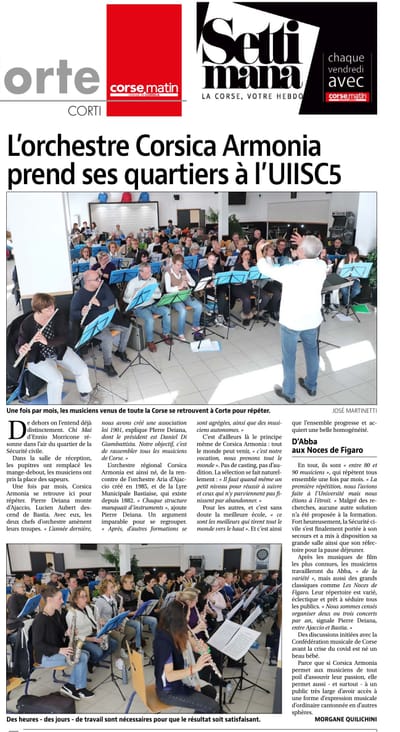 Article CORSE MATIN du 14 janvier 2023