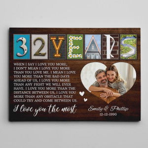 32nd Anniversary Letter Art with Photo Canvas Prin