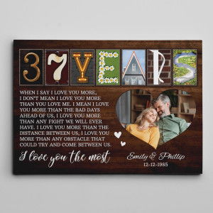 37th Anniversary Letter Art with Photo Canvas Print