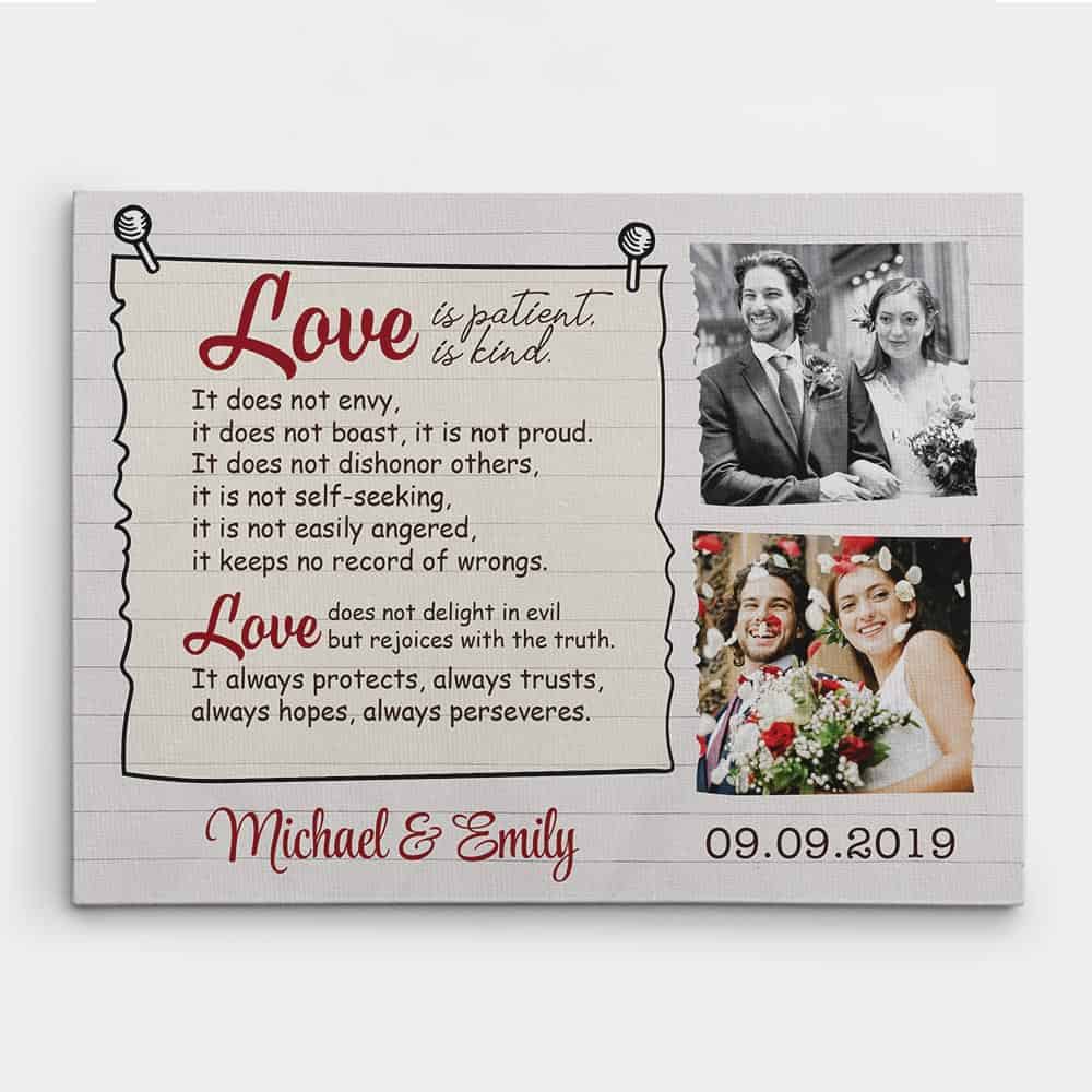 “Love Is Patient, Love Is Kind” Custom Photo Canvas