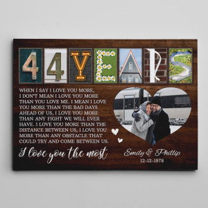 44th Anniversary Letter Art with Photo Canvas Print