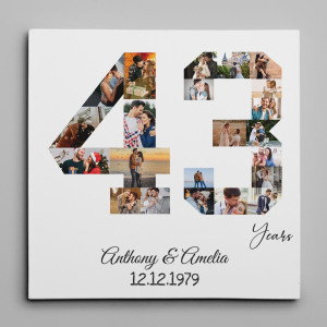 43 Years Anniversary Photo Collage Canvas Print
