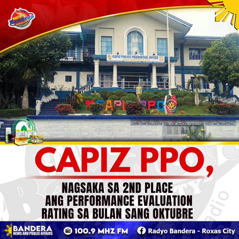 CAPIZ PPO, NAGSAKA SA 2ND PLACE ANG PERFORMANCE EVALUATION RATING SA BULAN SANG OKTUBRE