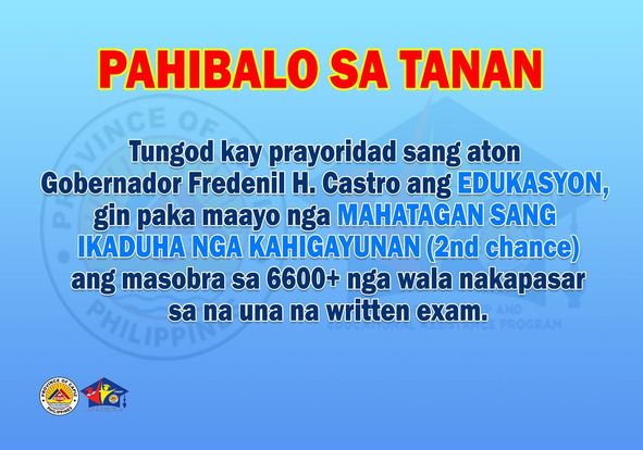 LOKAL | MASUBRA 6,600 NGA WALA MAKAPASAR SA SCHOLARSHIP WRITTEN EXAM, HATAGAN SANG 2ND CHANCE