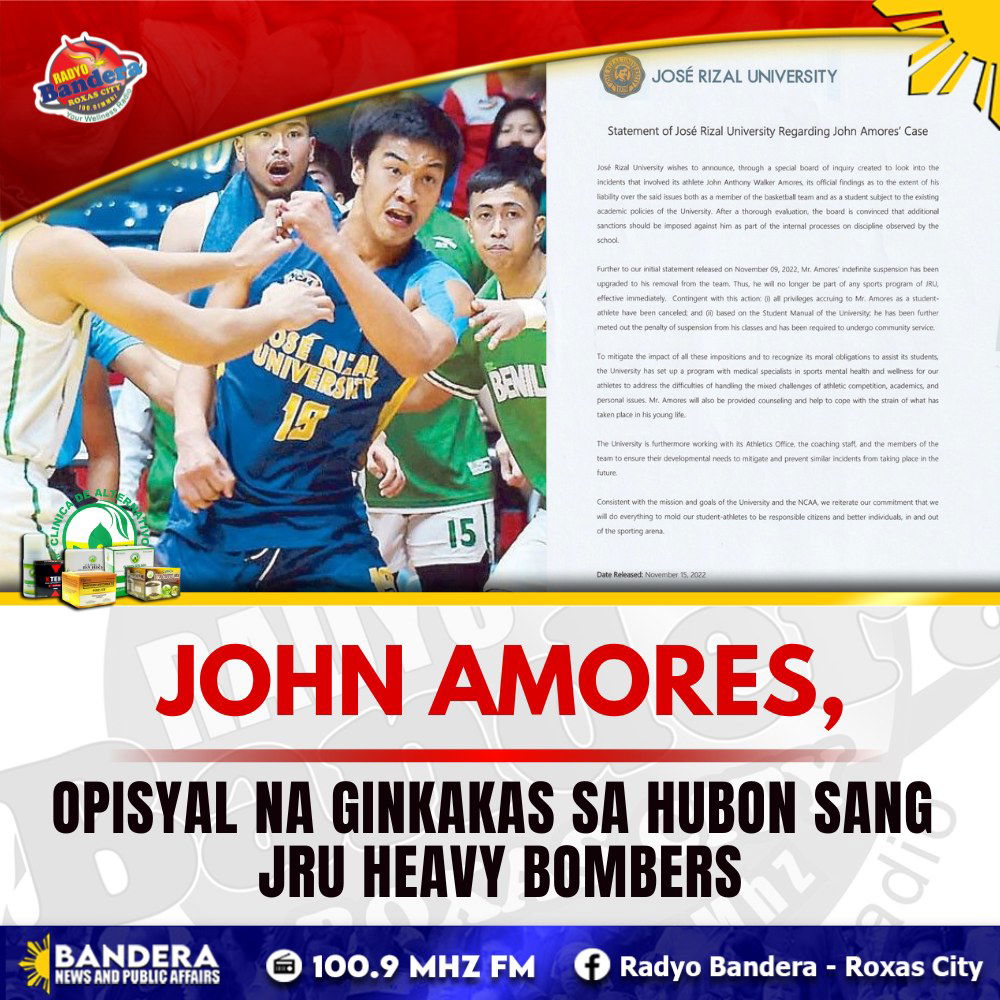 SPORTS | JOHN AMORES, OPISYAL NA GINKAKAS SA HUBON SANG JRU HEAVY BOMBERS